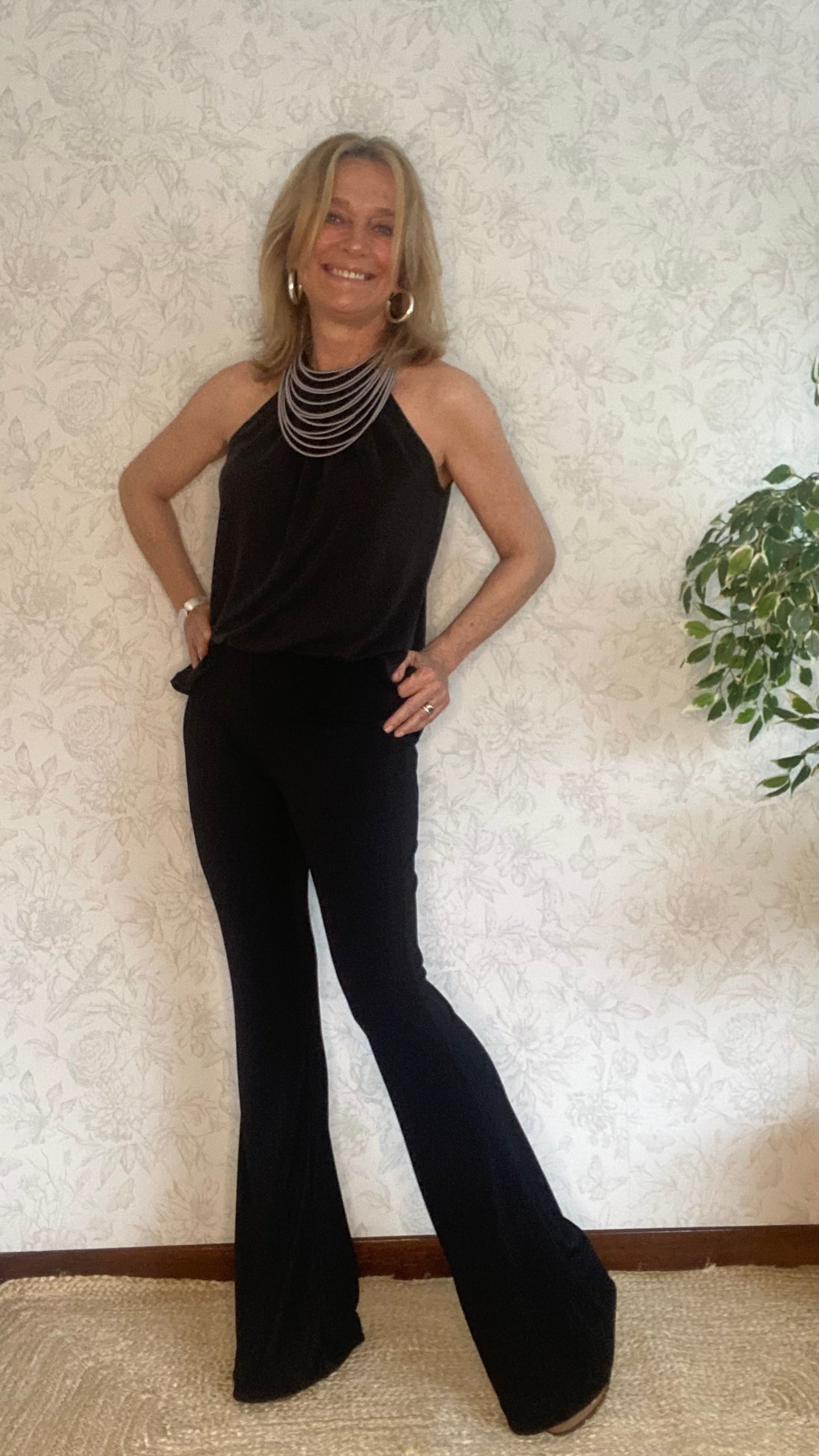 Pantalón CAMPANA CREPE negro V25