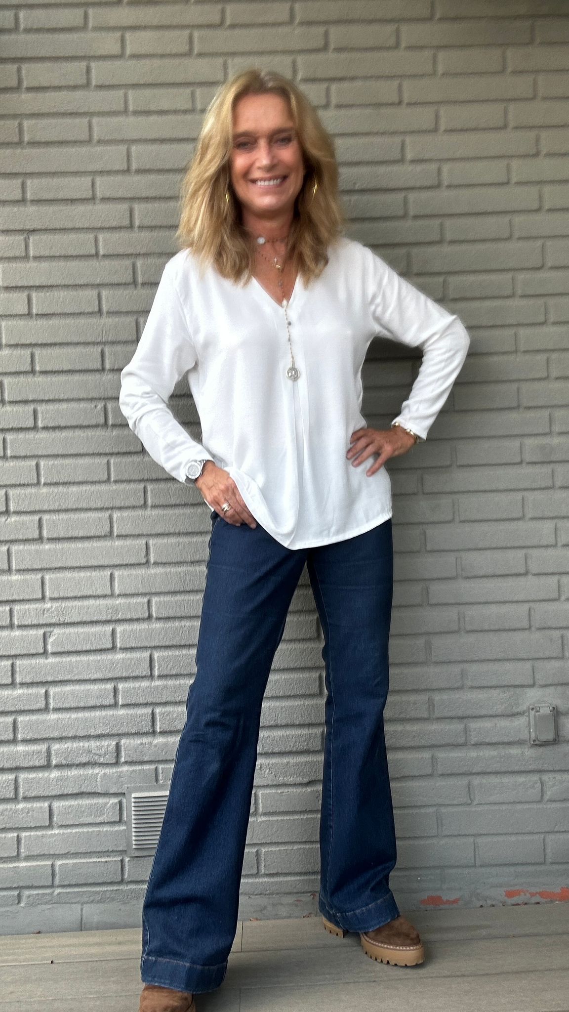 Top pinza crepe BLANC