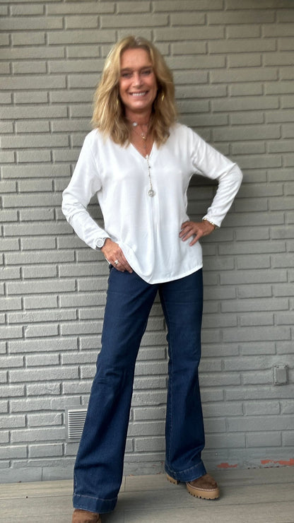 Top pinza crepe BLANC