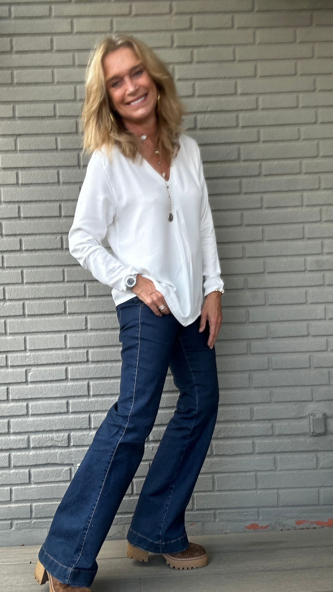 Top pinza crepe BLANC