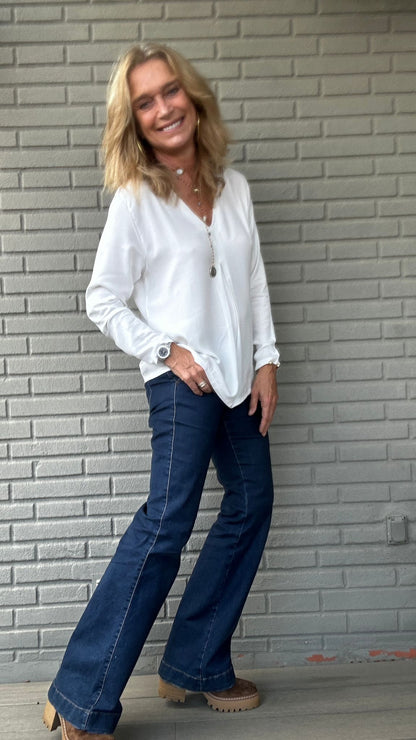 Top pinza crepe BLANC