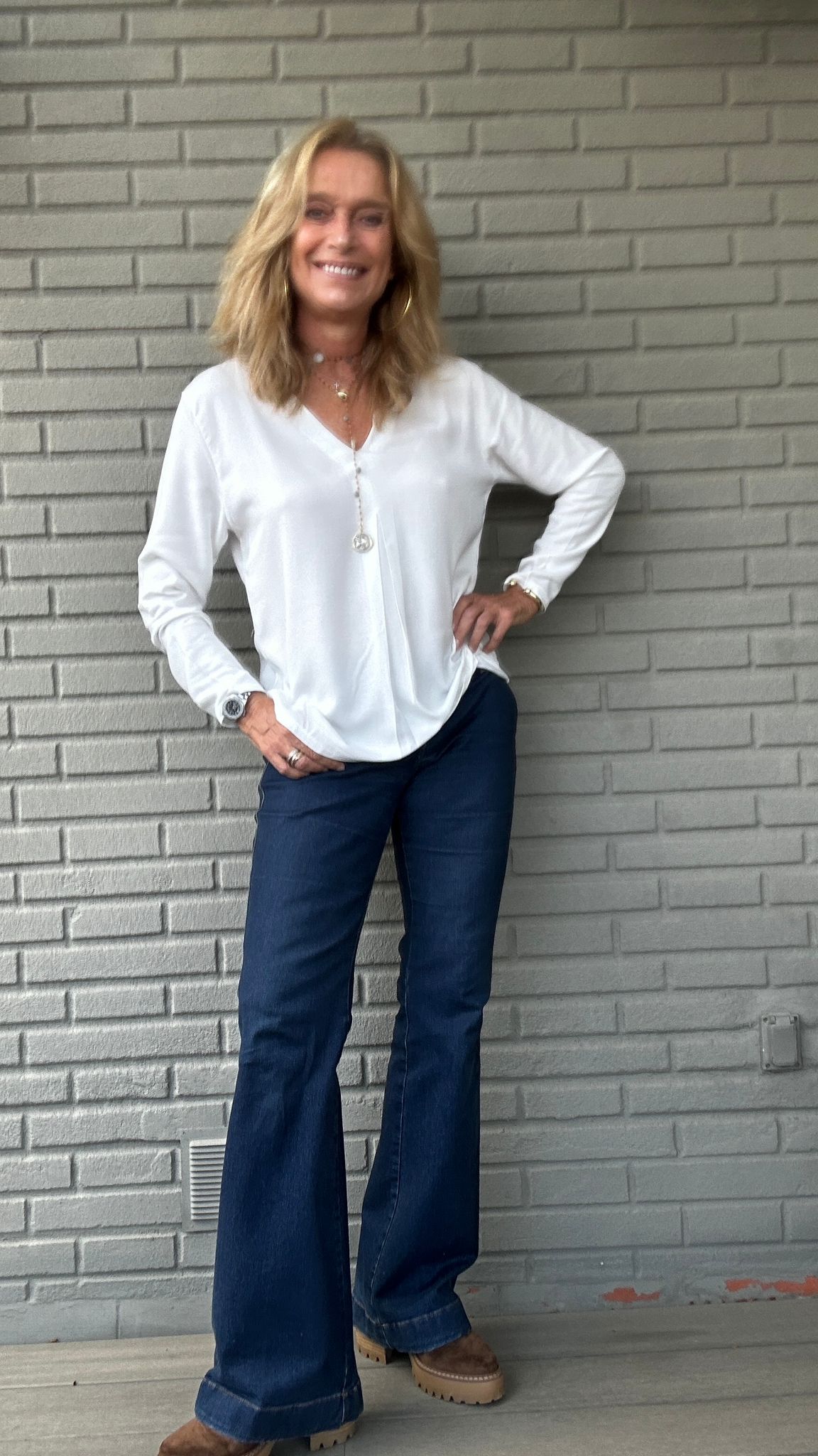 Top pinza crepe BLANC